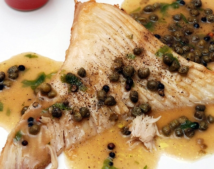Pan Fried Skate with Black Butter and Capers